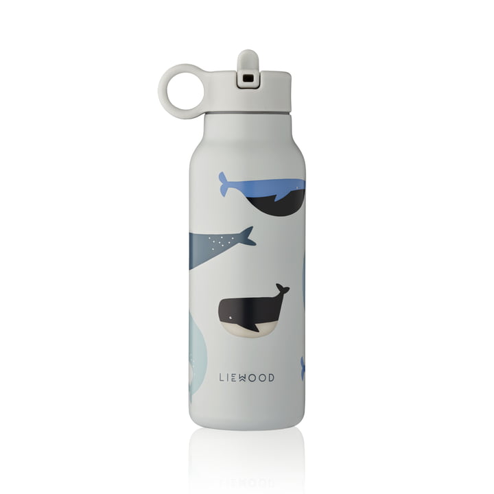 Falk Water bottle, 350 ml, whales / cloud blue by LIEWOOD