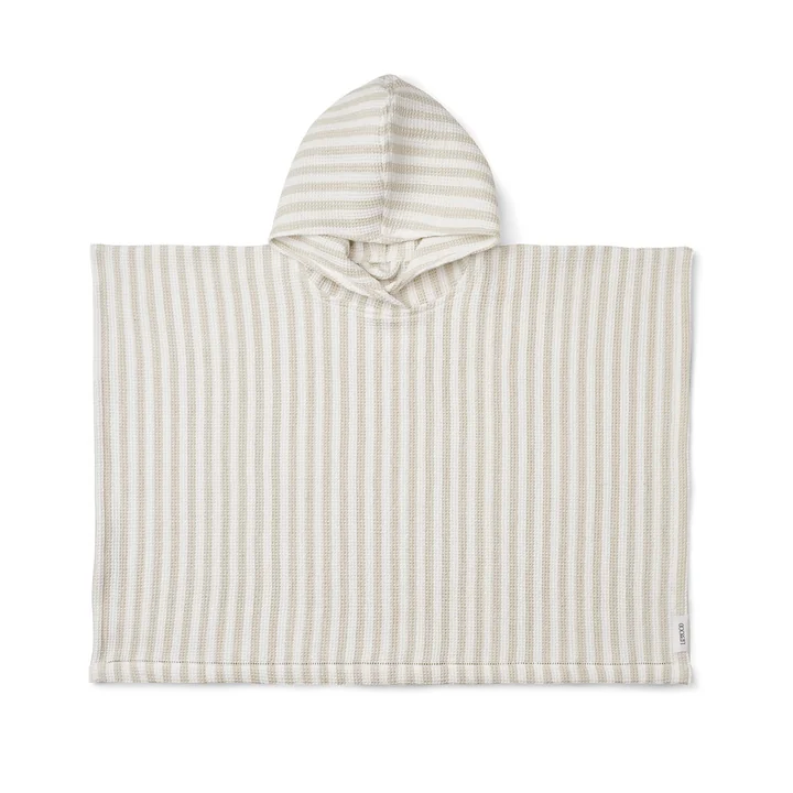 Paco Bath poncho, striped, crisp white / sandy by LIEWOOD