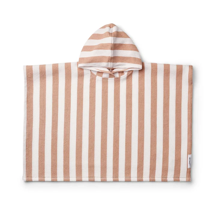 Paco Bath poncho, striped, white / tuscany rose by LIEWOOD