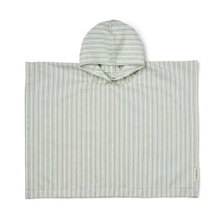Roomie Bath poncho, striped, ice blue / creme de la creme by LIEWOOD