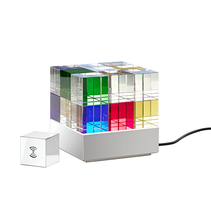 Tecnolumen - CUBELIGHTmove LED battery light with radio cube, blue / yellow / red / green