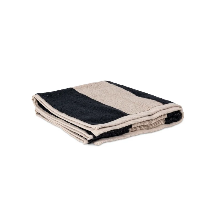 HANA - Nami towel 50 x 100 cm, chalk / charcoal striped