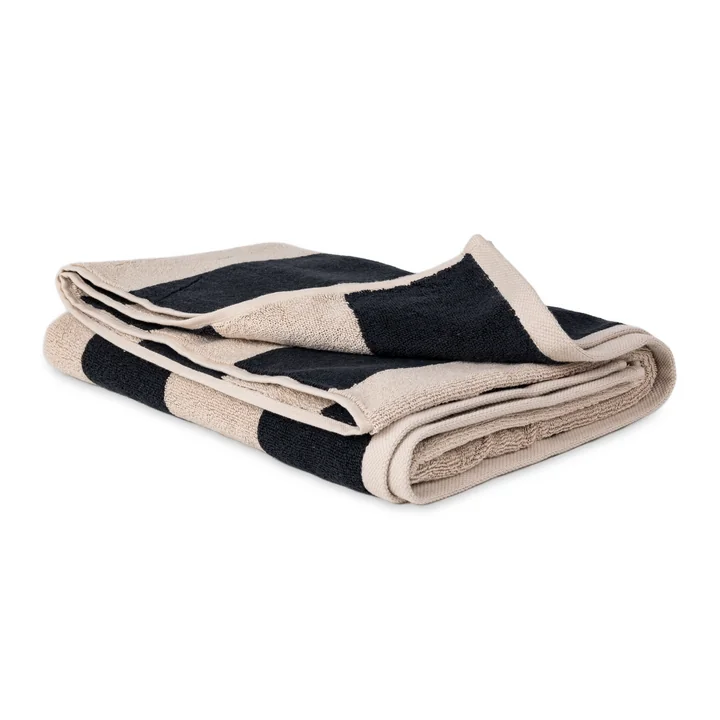 HANA - Umi bath towel 76 x 140 cm, chalk / charcoal striped