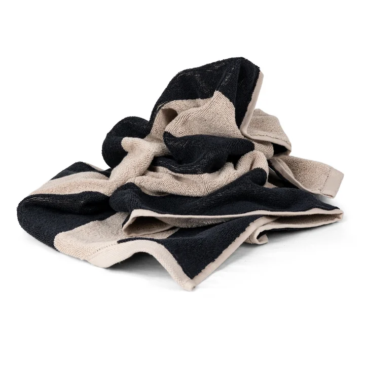 HANA - Bath towel / hand towel, chalk / charcoal striped