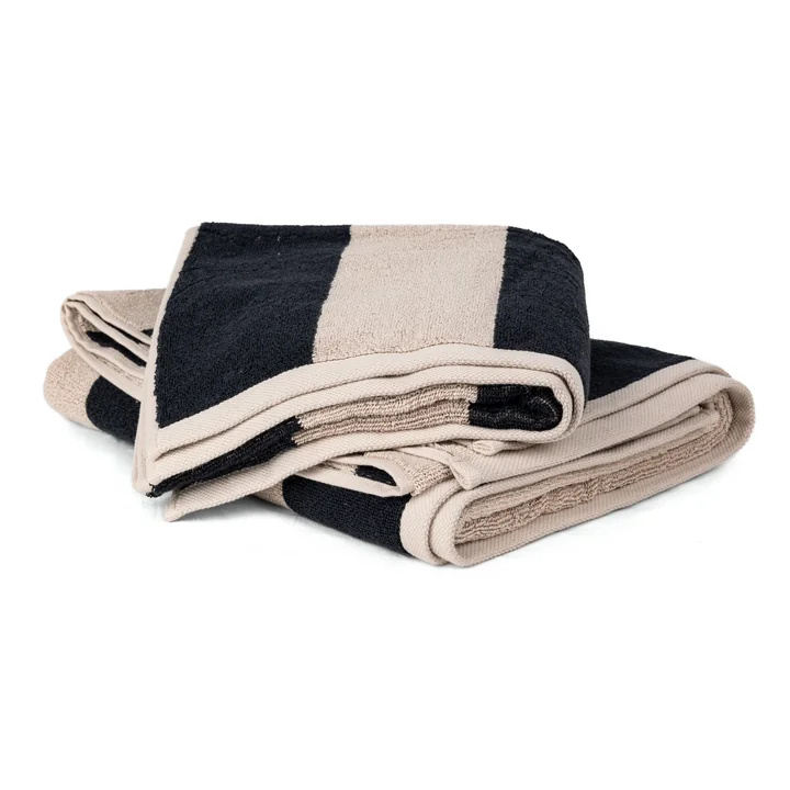 HANA - Bath towel / hand towel, chalk / charcoal striped