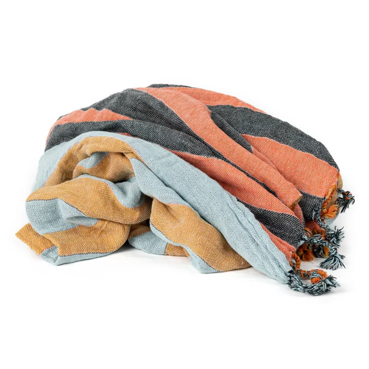 Studio Zondag - Duinen Blanket, 130 x 170 cm, blue-mustard