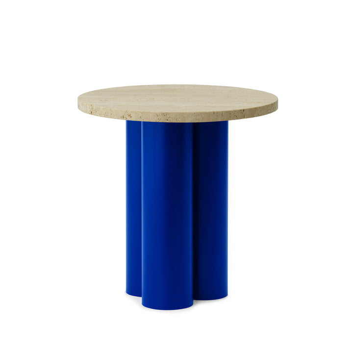 Dit Side table Ø 40 cm, travertine light / bright blue from Normann Copenhagen