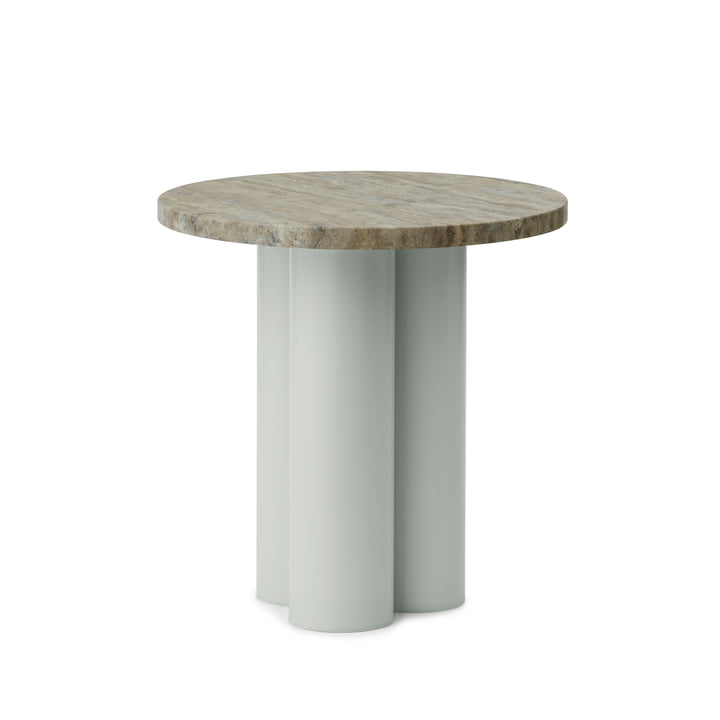 Dit Side table Ø 40 cm, travertine silver / light green from Normann Copenhagen