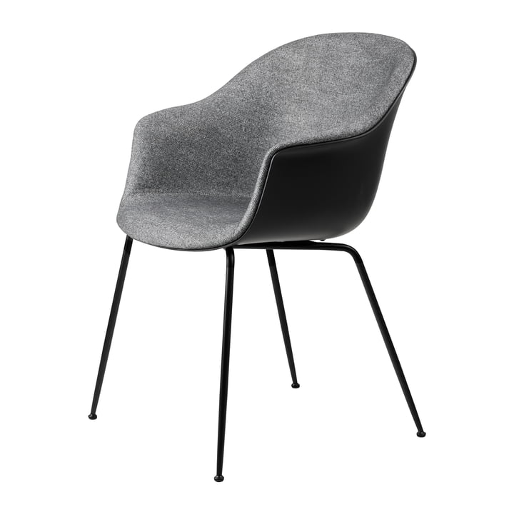 Gubi - Bat Dining Chair Front Upholstery (Conic Base), Black / Enzo Degli Angiuoni (0023)