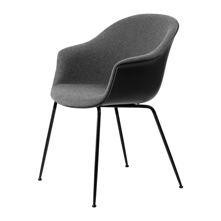 Gubi - Bat Dining Chair Front Upholstery (Conic Base), Black / Hallingdal 65 (173)