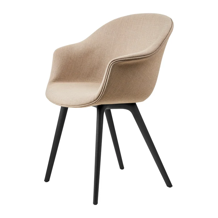 Gubi - Bat Dining Chair Fully Upholstered (Plastic Base), Black / Remix 3 (233)