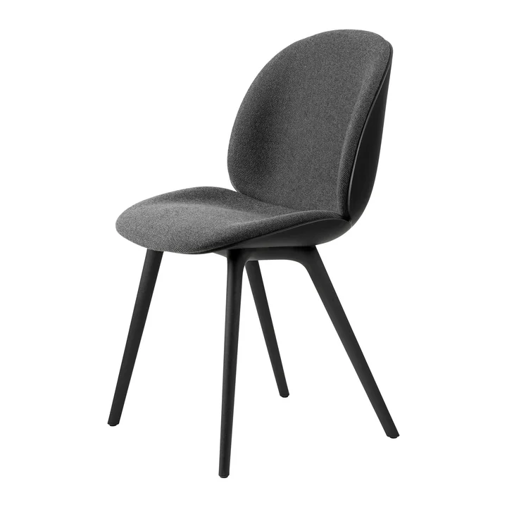 Gubi - Beetle Dining Chair Front upholstery (plastic base), black / Hallingdal 65 (173)