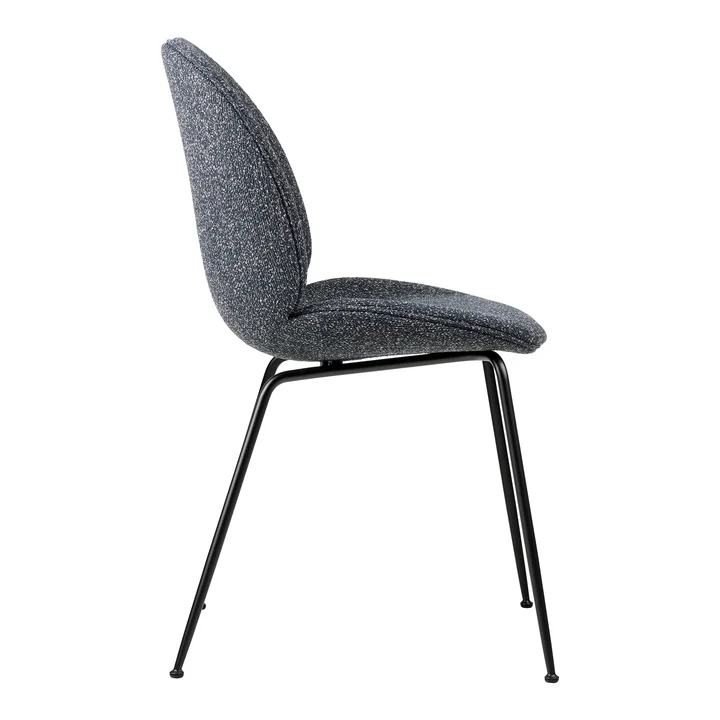 Gubi - Beetle Dining Chair Full upholstery (Conic Base), black / Around Bouclé (023)