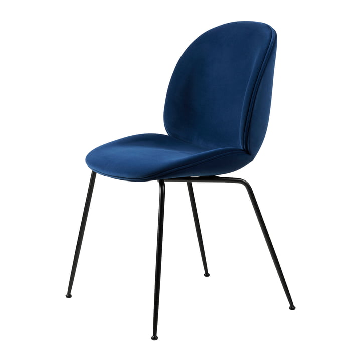 Gubi - Beetle Dining Chair Full Upholstery (Conic Base), Black / Dedar Sunday (003)