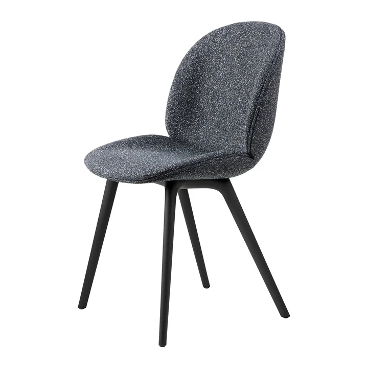 Gubi - Beetle Dining Chair Fully upholstered (plastic base), black / Around Bouclé (023)