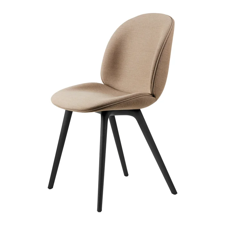 Gubi - Beetle Dining Chair Full upholstery (plastic base), black / Remix 3 (233)