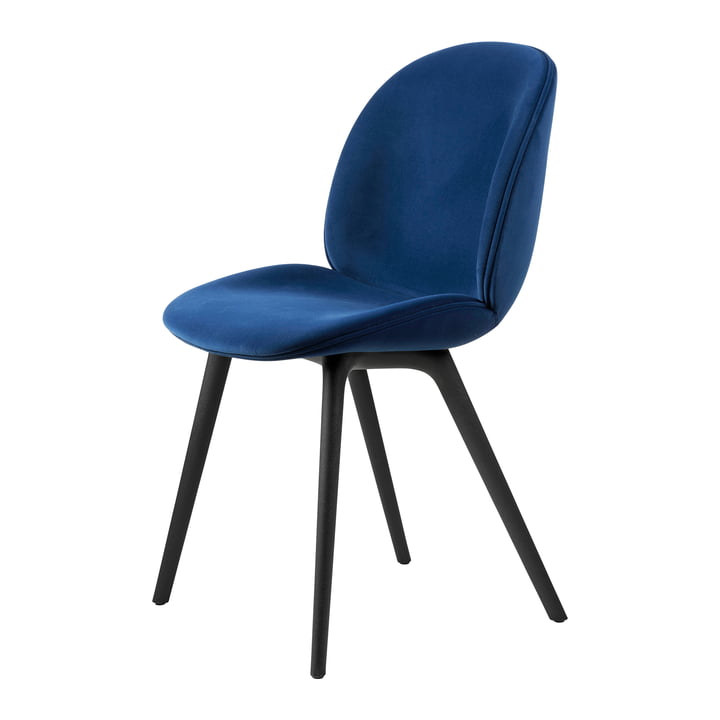 Gubi - Beetle Dining Chair Full Upholstery (Plastic Base), Black / Sunday (003)