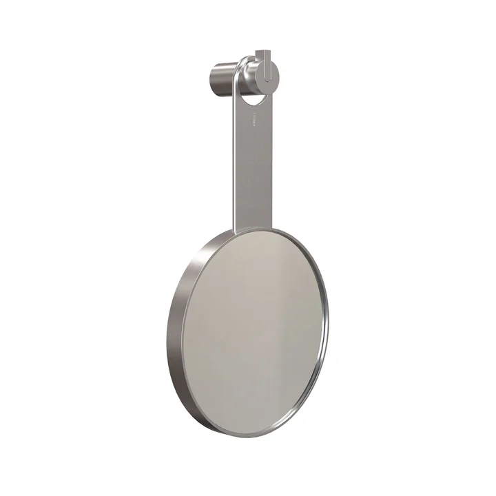 Nova2 Cosmetic hand mirror with 5-fold magnification 1982, brushed stainless steel, WxH 1 5. 6x2 8. 1 cm from Frost