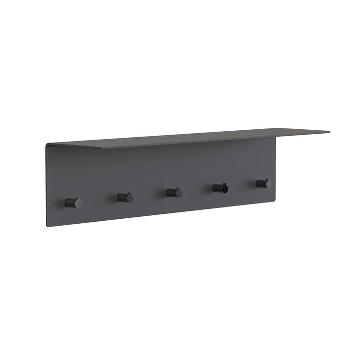 Unu Wall coat rack, black matt/black polished, WxHxD 60x15x15 cm by Frost