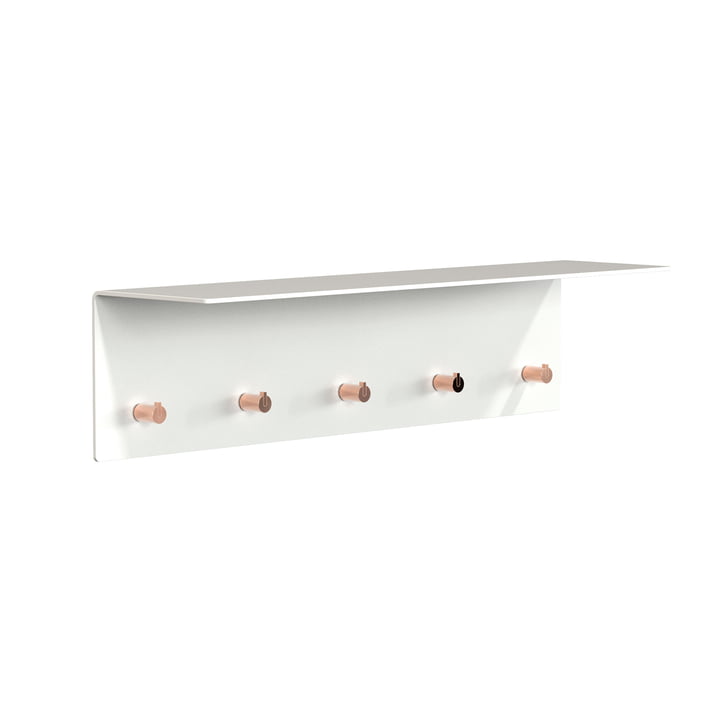 Unu Wall coat rack, white matt/copper polished, WxHxD 60x15x15 cm by Frost