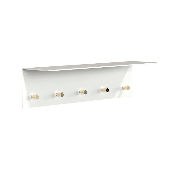 Unu Wall coat rack, white matt/gold polished, WxHxD 60x15x15 cm by Frost