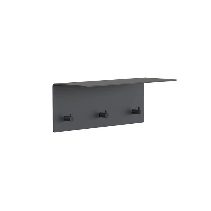 Unu Wall coat rack, black matt/black polished, WxHxD 40x15x15 cm by Frost