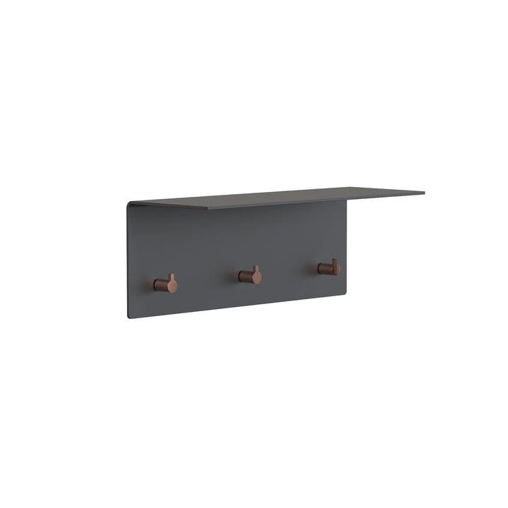 Unu Wall coat rack, black matt/copper polished, WxHxD 40x15x15 cm by Frost