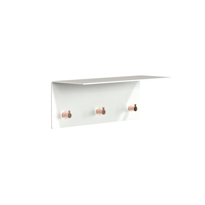 Unu Wall coat rack, white matt/copper polished, WxHxD 40x15x15 cm by Frost