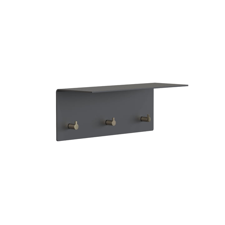 Unu Wall coat rack, black matt/gold polished, WxHxD 40x15x15 cm by Frost