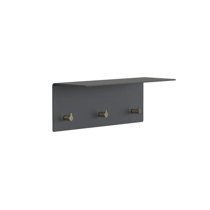 Unu Wall coat rack, black matt/gold polished, WxHxD 40x15x15 cm by Frost