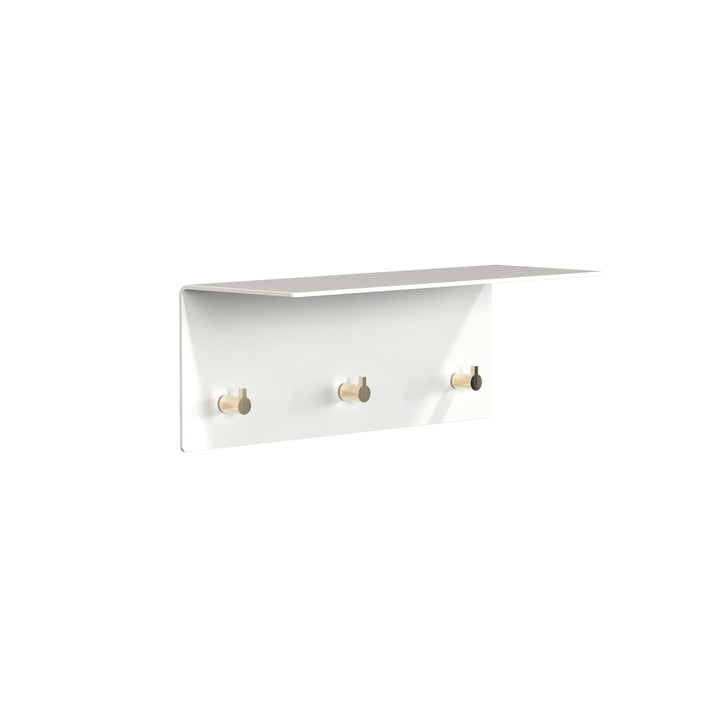 Unu Wall coat rack, white matt/gold polished, WxHxD 40x15x15 cm by Frost