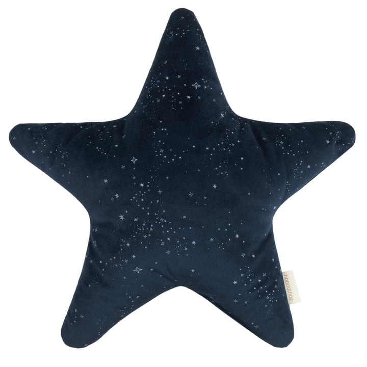 Velvet cushion star, 40 x 40 cm, night blue silver milky way by Nobodinoz