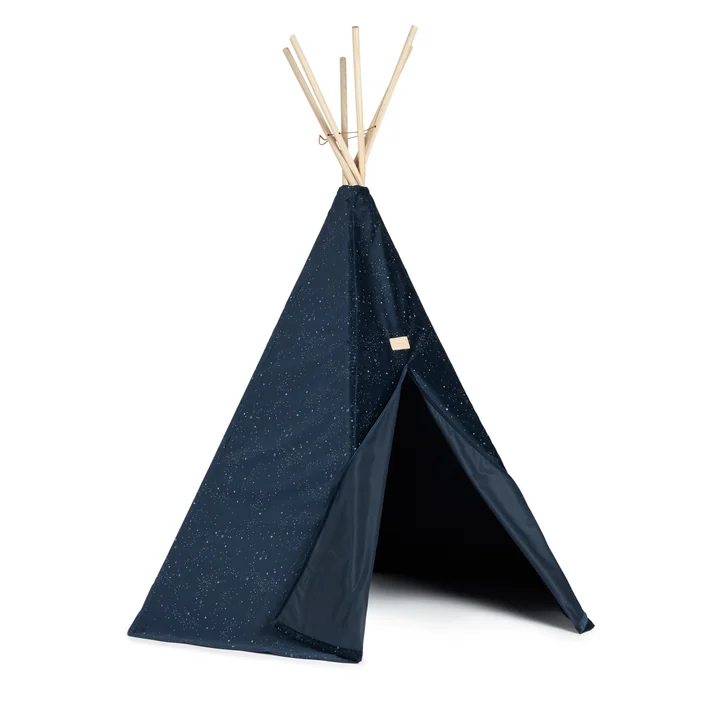 Arizona velvet teepee tent, 128 x 158 cm, night blue silver milky way by Nobodinoz
