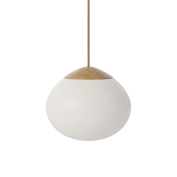 Acorn Pendant light Ø 21 cm, oiled oak / matt opal glass by Bolia