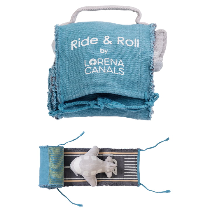 Lorena Canals - Ride & Roll Playset, airplane, light blue / grey (set of 2)