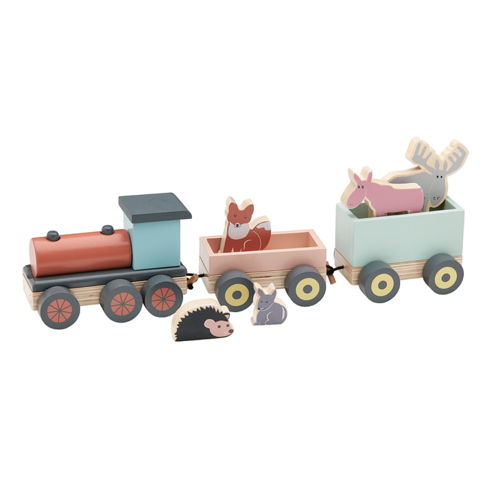Edvin Train with forest animals, colorful (set of 8) by Kids Concept