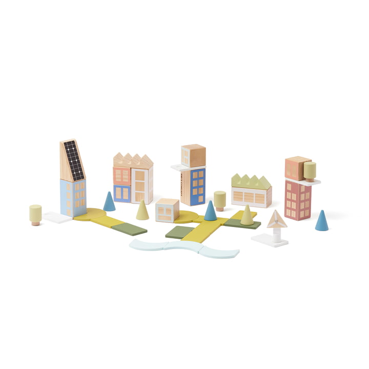 Aiden City wooden blocks, colorful (set of 39) by Kids Concept