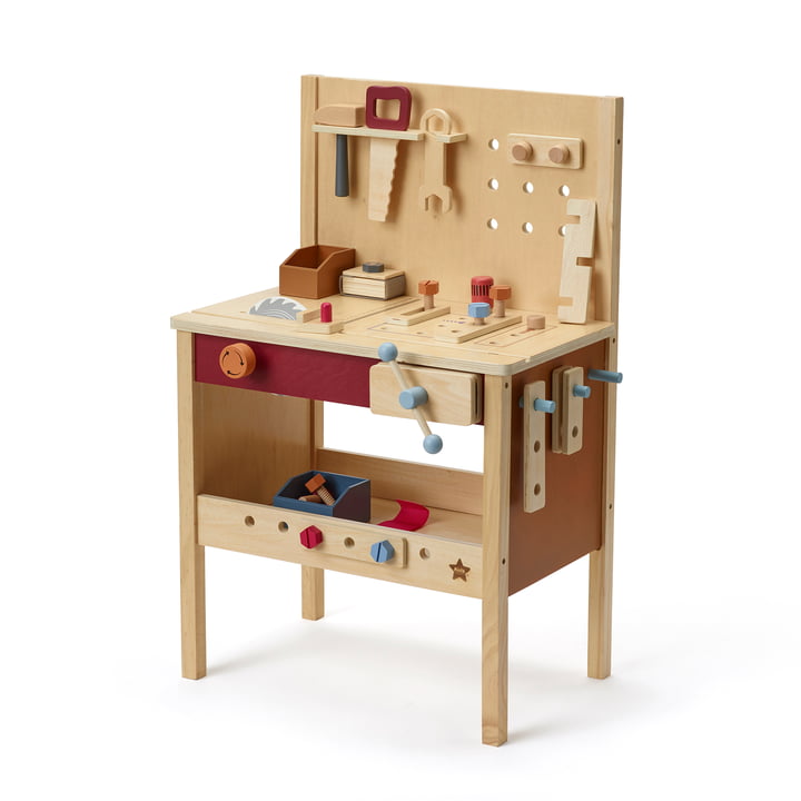 Kid's Hub Workbench with accessories, 55 x 36 x 80 cm, colorful (set of 21) by Kids Concept