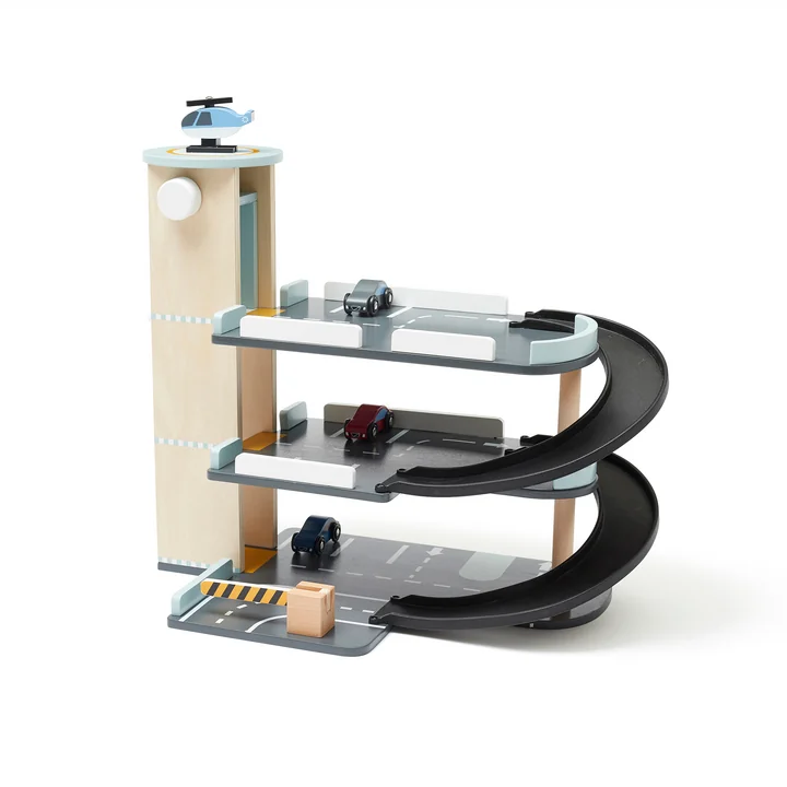 Aiden Parking garage with accessories, colorful (set of 5) by Kids Concept