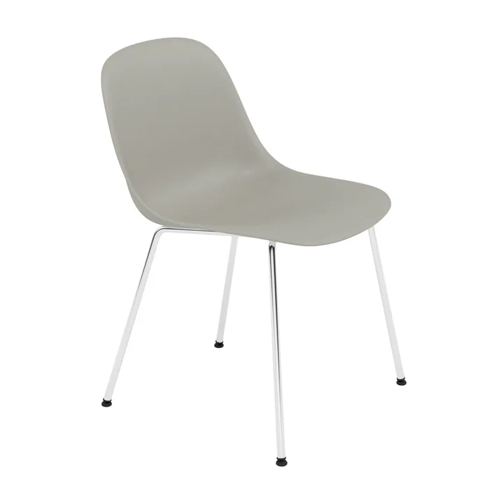 Muuto - Fiber Side Chair Tube Base, chrome / gray recycled