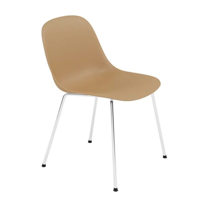 Muuto - Fiber Side Chair Tube Base, chrome / ochre recycled