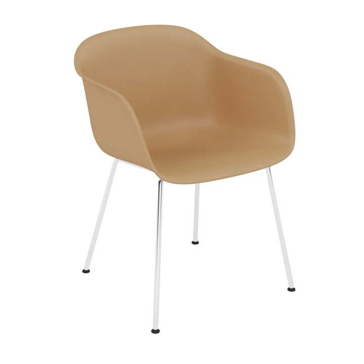 Muuto - Fiber Chair Tube Base, chrome / ochre recycled