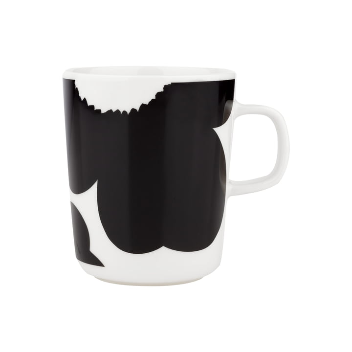 Oiva Iso Unikko Mug with handle, 60th Anniversary, 250 ml, white / black by Marimekko