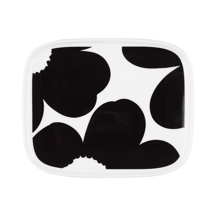 Oiva Iso Unikko Serving platter, 60th Anniversary, 15 x 12 cm, white / black by Marimekko