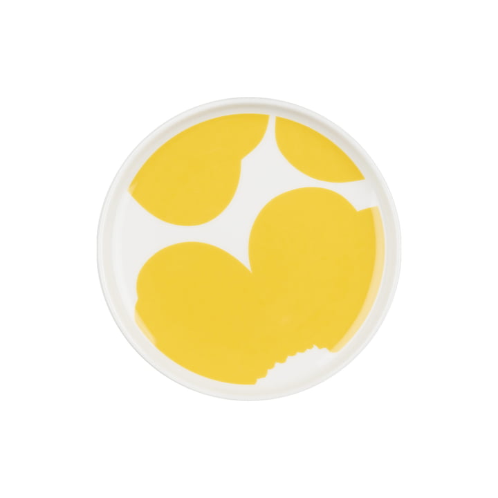Oiva Iso Unikko Plate, Ø 13.5 cm, white / spring yellow by Marimekko