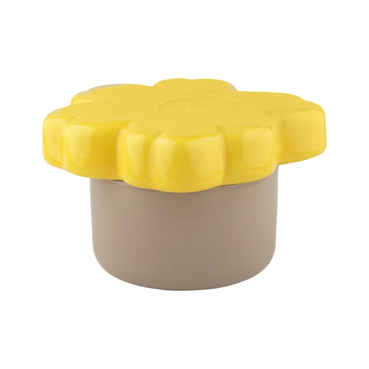 Oiva Unikko Storage jar with lid, 60th Anniversary, 20 x 11.5 cm, terra / spring yellow by Marimekko