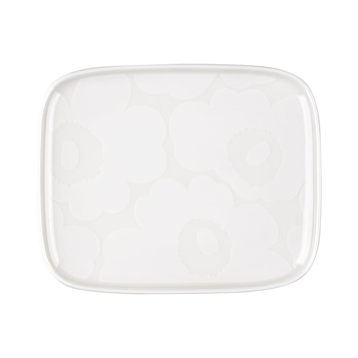 Oiva Unikko Serving platter, 15 x 12 cm, white from Marimekko