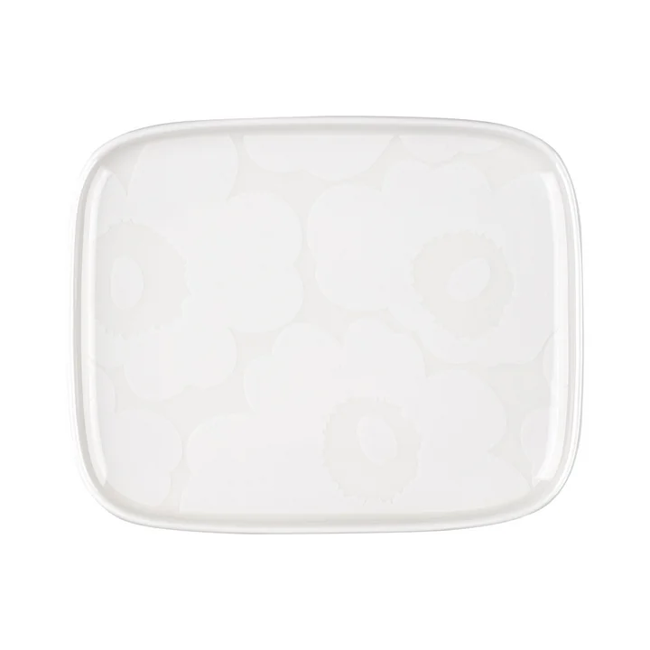 Oiva Unikko Serving platter, 15 x 12 cm, white from Marimekko