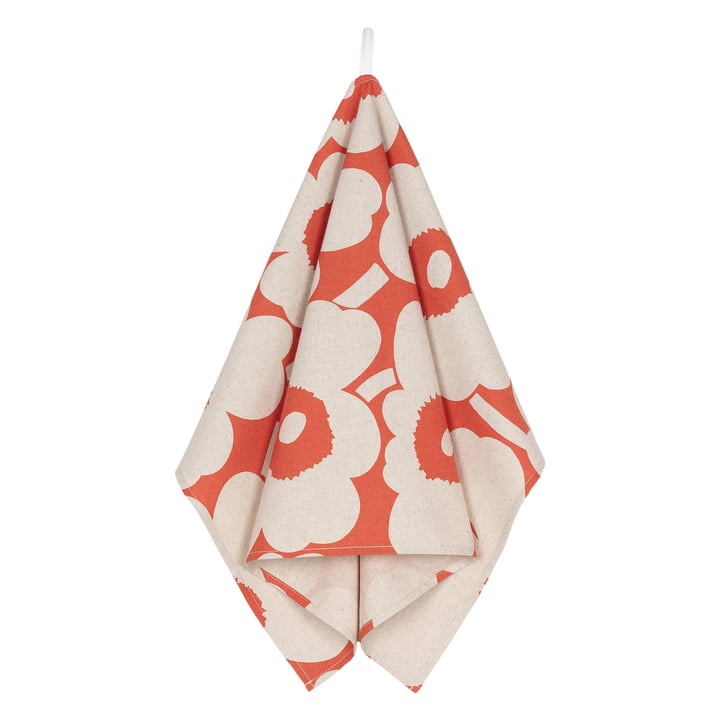 Pieni Unikko Tea towel, orange / linen by Marimekko