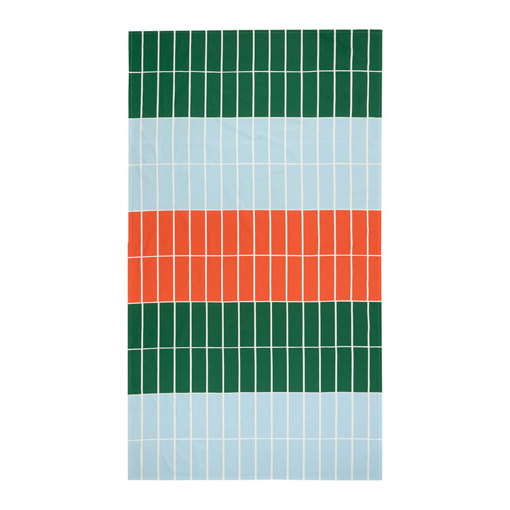 Marimekko - Tiiliskivi Tablecloth, 135 x 245 cm, orange / light blue / green